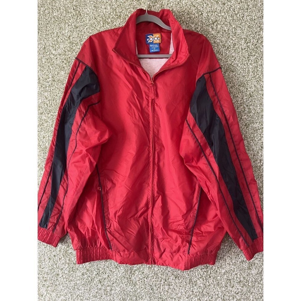 XNT Windbreaker Mens Extra Large Red Black Zip Up Piping Detail Causal Outdoor